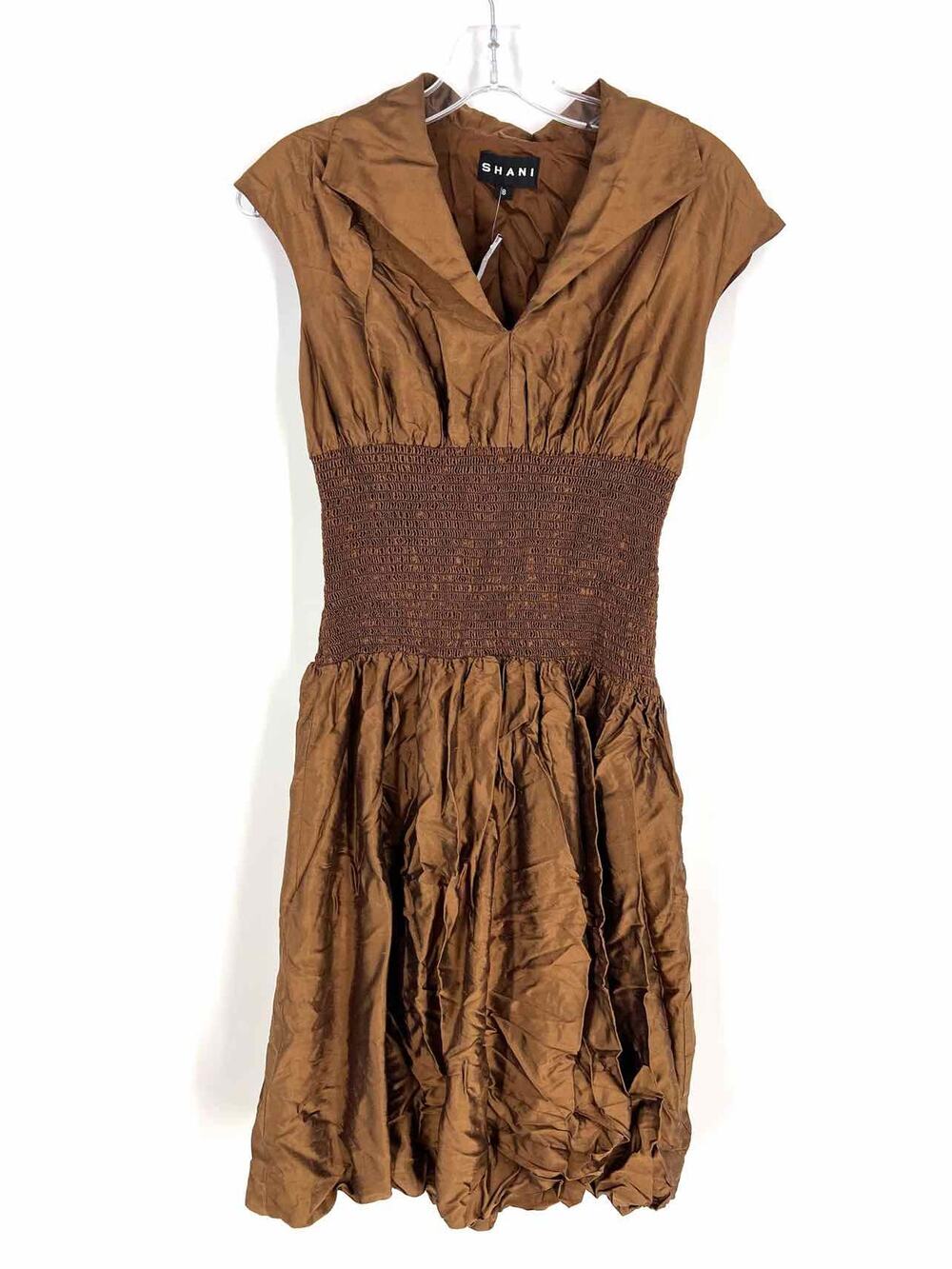 Size 8 Brown Smocked Designer Dress